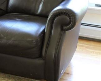 Natuzzi leather chocolate brown sofa and matching loveseat; Couch:  87” wide x 34” high x 42” deep. Love seat:  63” wide x 34” high x 42” deep.                            Asking:  Sofa $350	Loveseat $250
