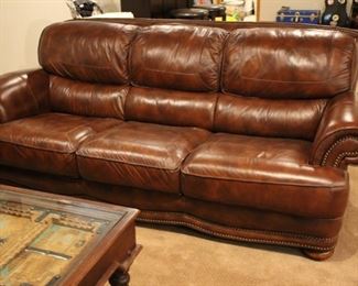 Distressed leather sofa and matching loveseat both haven nailhead trim; sofa - 36 1/2”h x 45”d x 89”l
	loveseat - 36 1/2”h x 45”d x 67”l
Asking: Sofa $350   Loveseat $250
