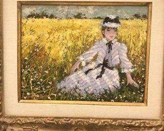 Suzanne Eisendieck (1908-98, Germany/Poland) “At the Edge of the Wheat Field”,  oil on canvas, titled verso in French, signed lower left, 22″ x 19″, framed, $1500