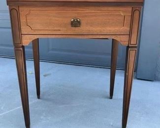 Wood sewing table with fold over top