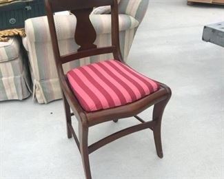 Vintage pink striped chair. Asking $40. 