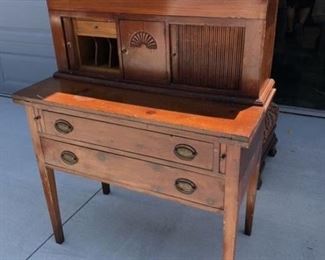 Antique Wood Fold Top Secretary Desk