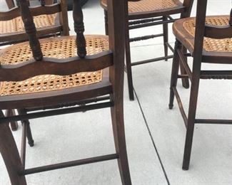 Set of 4 Spindle Back, Cane Bottom Chairs