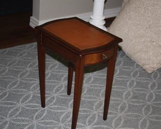 small antique leather top table $125