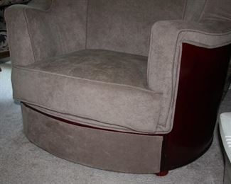 large suede leather Baughman Style Mid Century Barrel Lounge Chair - $425