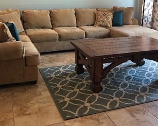 Sectional Sofa Bed, Area Rug, Floor Lamp and Matching Table Lamps, Canvas Art, Stunning Wood Coffee Table