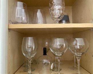 Bar area shelves of glassware $20 all in bar area pics 40/41/42