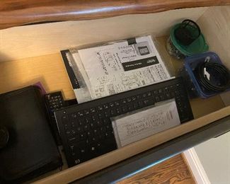 Desk contents, office supplies wireless keyboard $10