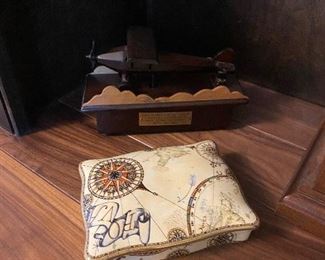 ceramic box and airplane desk object $40 both