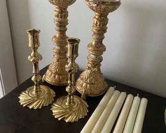 Brass ornate candlesticks 20