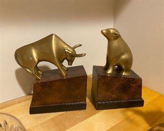 Set of Bull and Bear bookends $35 pair