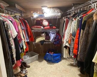 Contents of closet EXCLUDING EILEEN FISHER AND COATS (not included) basically small and mostly medium sized $75 all with exclusions