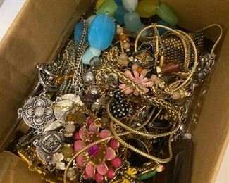 2 boxes jewelry including brooches, necklaces, etc  $50 2 boxes