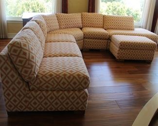 #1.  $300.00.  Sectional sofa w/ottoman
 ottoman 19”h x 36” w  X 24” d  

19

