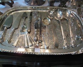 Sterling serving pieces and ice cream forks