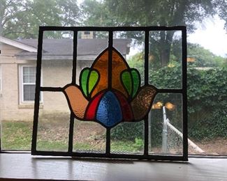 one of four vintage stain glass windows