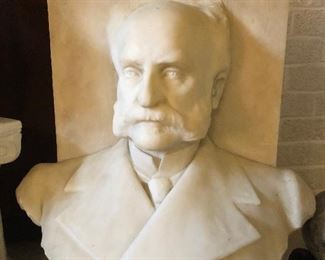 One of Two Antique, Life Size  Marble Bust, 22" High X 18" Wide X 9" Deep