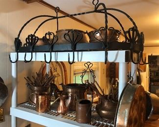 Wonderful Heavy Duty, Wrought Iron Pot Rack and Lovely Copper,,,