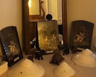 Antique Aladdin Ceiling Glass Globes/Shades (3)