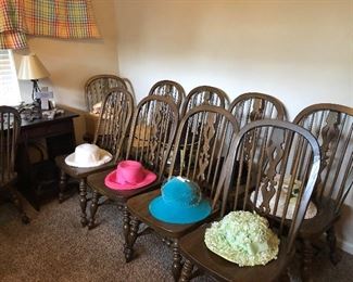 Ethan Allen, 2 Arm, and 10 Side Chairs. Vintage Hats