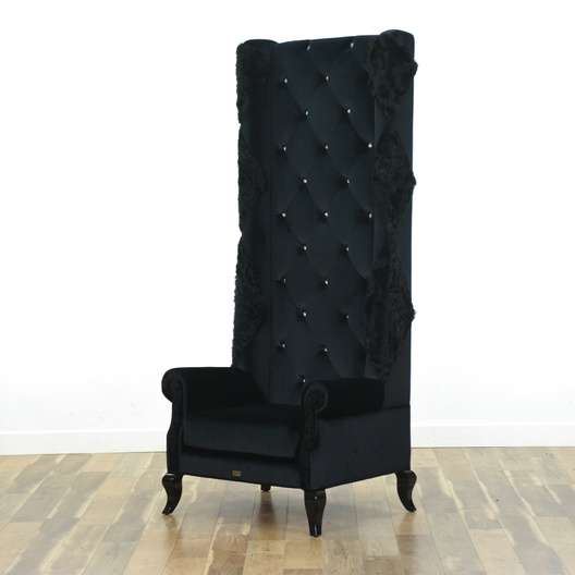 A&X Baron High Back Crystal Tufted Velvet Lobby Chair