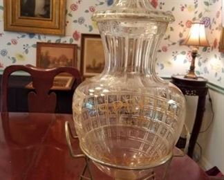 antique Scotch dispenser. About 24" tall. Some chips on inside of lid (noted)