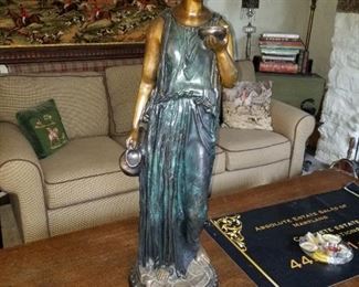 cold painted bronze statue, signed Clodion (Claude Michel Clodion). approx. 36" tall