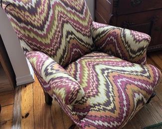Upholstered Club Chair w/flame stitch fabric - $375