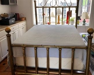 Antique Four Poster Brass Bed -    $650                                             53" wide x 72" long