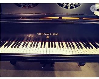 Beautiful GERMAN STEINWAY HAMBURG PIANO 1919 Grand Model O Matte Black Finish Serial No. 195470 Made in Hamburg, Germany -- SHIPPED TO THE UNITED STATES FROM GERMANY -- VERY RARE -- CLEAN FINISH / UNDERNEATH SEE PHOTOS - ALL THE GUTS OF THIS PIANO WHERE REBUILT BY STEINWAY (strings, hammers, pads etc). Stool Not Included ... This piano was used in concert by famous German pianist, Gunther Knaup in Nashville, TN ... Buyer pays moving costs -- Questions Call 615-330-5946
History : Appraised twice at $25,000 value. This Classic and Beautiful Steinway Grand 1919 Model O in ebony satin finish. Very Attractive. Built just after WWI, from Steinway Golden Era. Grand size, five feet 10 1/2" long. Made in Hamburg Germany. Previously owned by concert pianist Gunther Knaup of Germany, New York and Nashville. Shipped from Germany to US in 2016 at a cost of $7,000. Unique Rare style, elegant double-floral cut-out music rack panel Very good condition. Original keys. Newer Strings. Hammers have