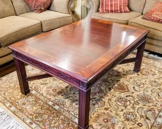 Henkel Harris Chippendale Mahogany Coffee Table 46"L, 32"D, 20"H