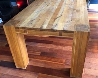 Chunky Mid-Century Modern Oak Dining Table that extends 79" long x 39" wide x 29" high. But has 2 leaves that are 20" long each, so table can extend to 120" - $1,600 REDUCED to $1,400