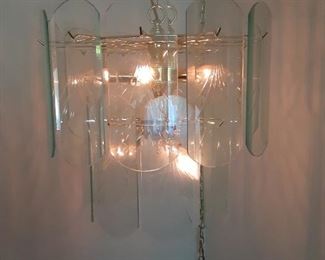 Etched glass chandelier