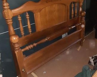 Oak Queen/full headboard and footboard with rails