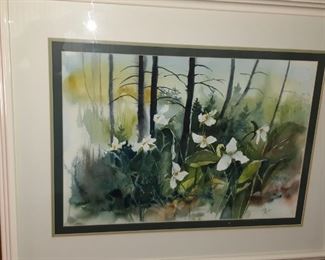 $30, framed Trillium watercolor by Noreen Rudd, 30 by 24