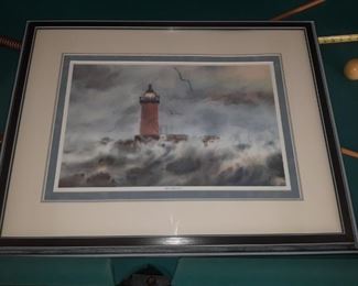 $125 , Red Lighthouse by Pat Norton, 23 by 31