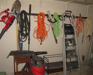 Ladders, shop vac, extension cords 