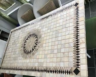 Amazing stone tile top patio table 72 inches long 30 inches high and 40 inches deep - $595