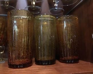 Set of 6 amber glass drinking glasses $28