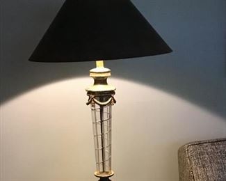 glass and metal table lamp $120