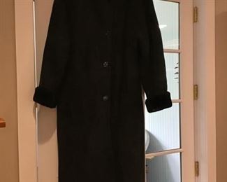 Black Shearling Coat 40 inches across chest buttoned and 51 inches long $ 150