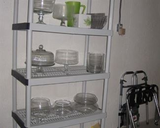 More shelving and glass serving dishes