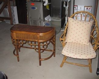 Wicker chair and table