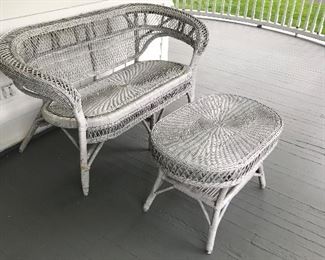 wicker settee and table, sold as set 90.00