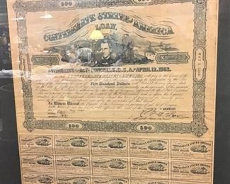 Confederate States of America Loan Framed