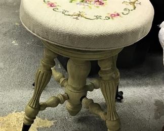 Embroidered Top Claw Foot Swivel Stool