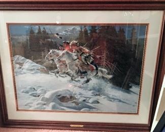 $175-Frank McCarthy Print, Pencil signed by the artist, limited edition, Dated (1987), Numbered (541/1000), “In The Land of The Winter Hawk”.     