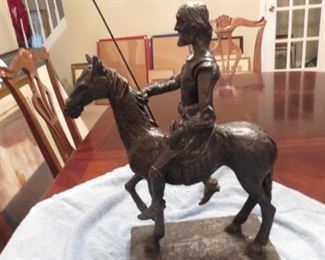 $18- Mid Century Don Quixote on Rocinante (his horse) about 16.5" tall by Austin Studios 