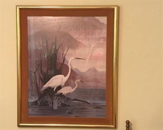$30-Crane Print, Mid Century