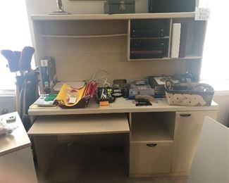 $45-Off White Desk, Good Used Condition, Top Left Shelf Slightly bowed